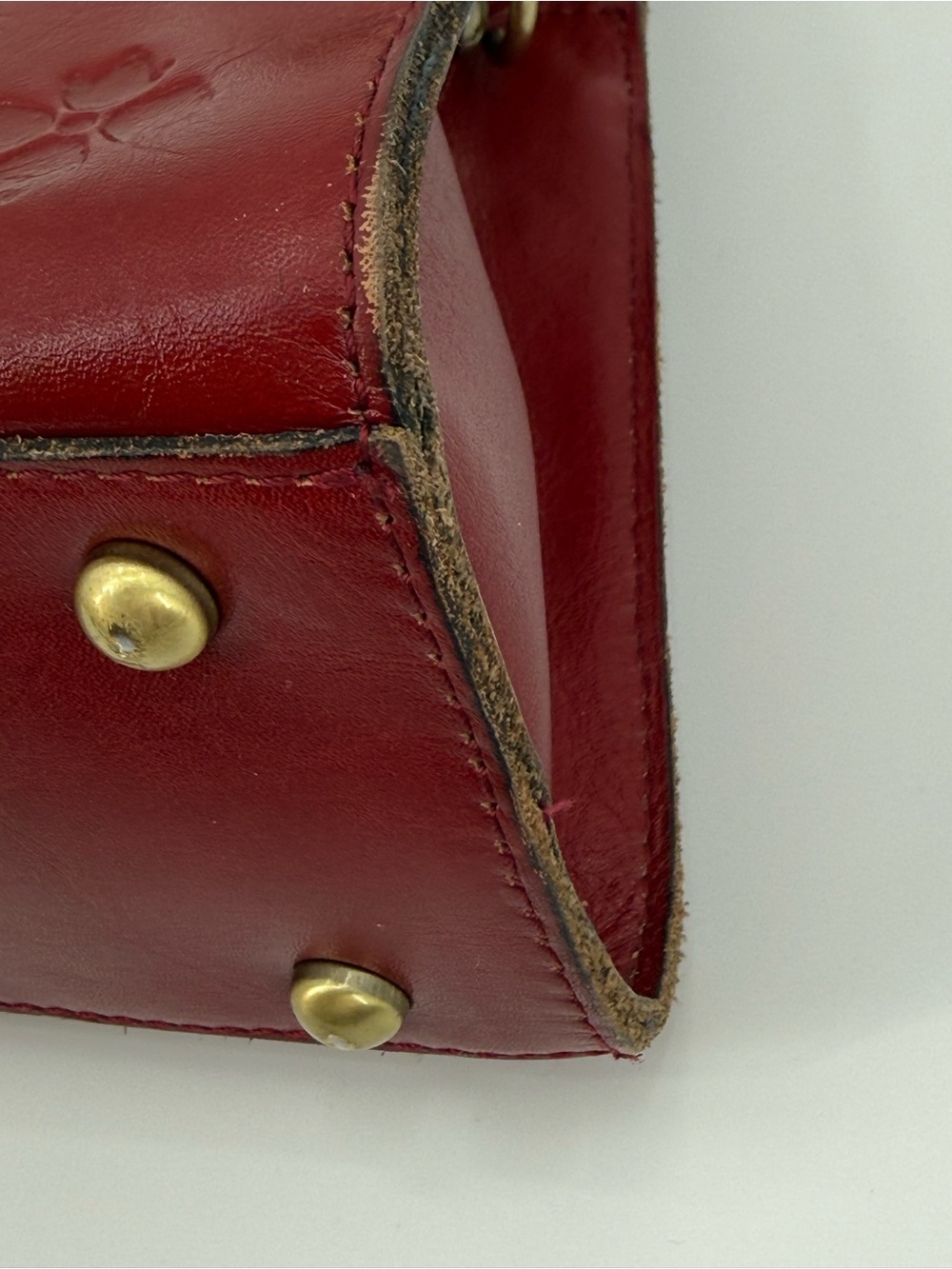 Patricia Nash Tooled Leather Top Handle Crossbody Satchel Burgundy Floral Bag - Picture 7 of 16